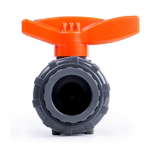 HYDROSEAL Kaplan 3/4" PVC True Union Ball Valve with Full Port, ASTM F1970, EPDM O-Rings and Reversible PTFE Seats, Rated at 200 PSI @73F, Gray, 3/4 inch Socket (3/4") - size: 0.75 Inch