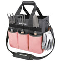 WORKPRO Garden Tool Bag, Heavy Duty Gardening Tote Bag Organizer with 10 Pockets and Long Adjustable Shoulder Strap, Standable Garden Home Tool Kits Organizer, Pink - color: Pink