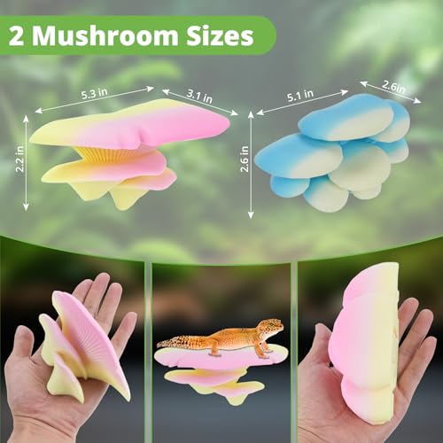 Westant Mushroom Decor for Reptile Tank, Fish Tank, Pet-Safe Bearded Dragon Tank Accessories, Realistic Terrarium Plants for Leopard Geckos, Crested Geckos, Tree Frogs, Snakes (Almond, Trio Cap) - color: Almond, size: Trio Cap