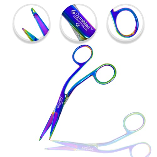 Cynamed Knowles Bandage Scissors with Multicolor/Rainbow Titanium Coating - Perfect for EMT, Paramedics, First Aid Responders, Doctors, Nurses, Students and More (4.5 in.) - size: 4.5 in.