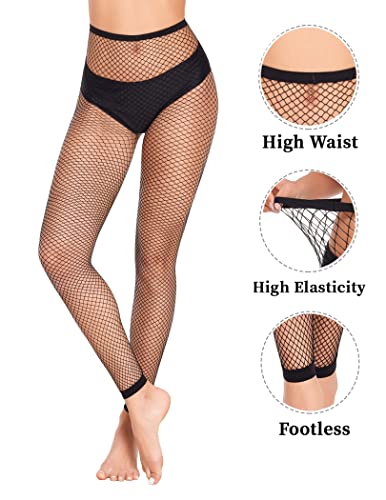 Avidlove Fishnet Stockings for Women Footless High Waist Fishnets Tight | Thigh High Stockings, Open Toe, High Stretch, Comfortable, Gothic Costume, Rave Outfits, for Cosplay, Halloween - color: Black-b3