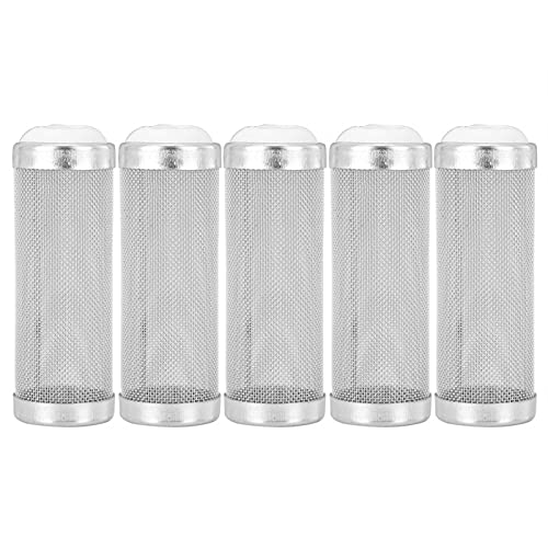 Joyzan Aquarium Filter Inflow Inlet Mesh, Stainless Steel Intake Shrimp Guard Protector Cover Screen Metal Fish Tank Prefilter Tube Strainer Net Protecting Basket Media Accessory 16mm 5Pcs Silver