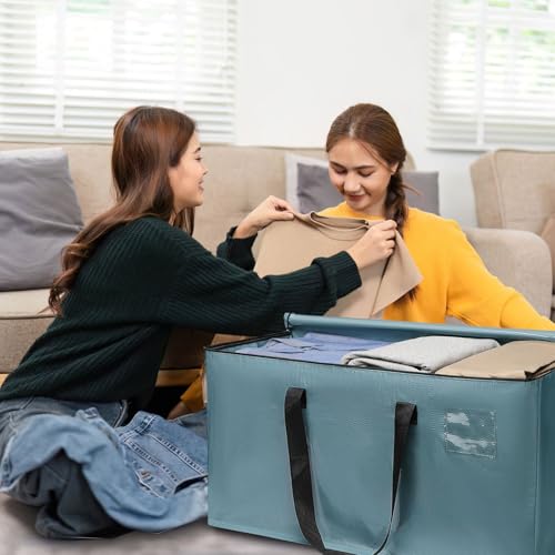 Moving Bags Heavy Duty Steel Blue – Large Packing Bags for Moving, Extra Large Storage Totes with Zippers and Handles - color: Steel Blue