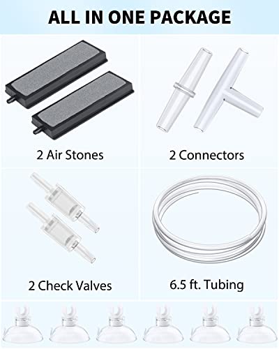 Uniclife Aquarium Air Pump, Adjustable Quiet Oxygen Pump for Fish Tanks, Airline Tubing & Accessories - size: For 10-100 Gallon Tank