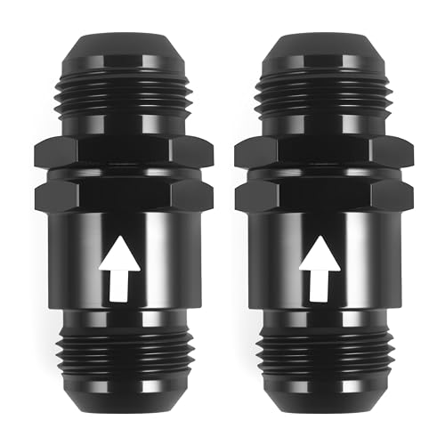 AN10 One Way Non Return Check Valve 10AN to AN10 Male Flare Inline Fitting Aluminum Black 2PCS