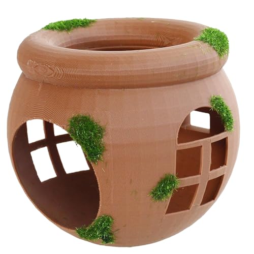 Betta Hammock Floating Hideout House with Artificial Moss Suction Cup Mount, 3D-Printed PLA Aquarium Decor Rest Cave Toy for Betta Fish Tank Accessories