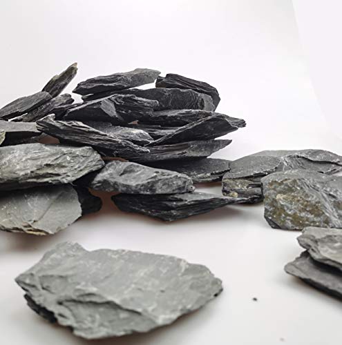 Voulosimi Natural Slate Rocks PH Neutral Stone Perfect Rocks for Aquariums, Landscaping Model,Tank Decoration,Amphibian Enclosures (12 LB, 5-7 inch) - color: 12 LB, size: 5-7 inch