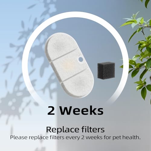 8-pack replacement filters, compatible with 71oz/2.1L Capsule Cat Water Fountain PLWF002. Comes with 8 filter sponges to remove impurities and keep pets' drinking water clean and healthy.