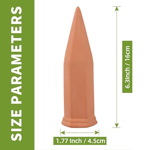 Tcamp 15 Pack Terracotta Watering Spikes, Plant Watering Devices Wine Bottle Automatic Plant Self Watering Spikes for Vacations, Self-Watering Stakes for Indoor Outdoor Plants - size: 15Pack