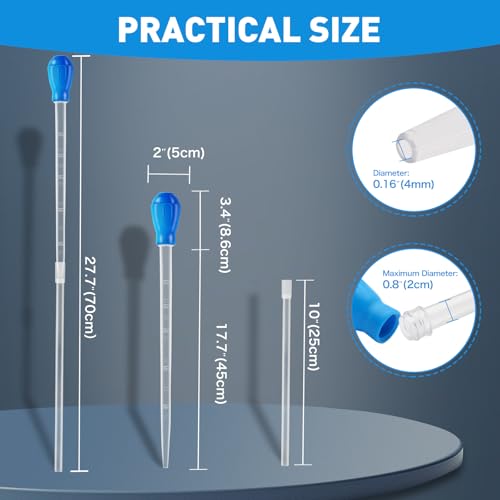 27.7IN Extra Long Turkey Baster for Aquarium (50ml, Blue) | Plastic Turkey Baster Long Syringe, Waste Remover for Aquarium Vacuum, Siphon for Fish Tank, Fish Waste Collector