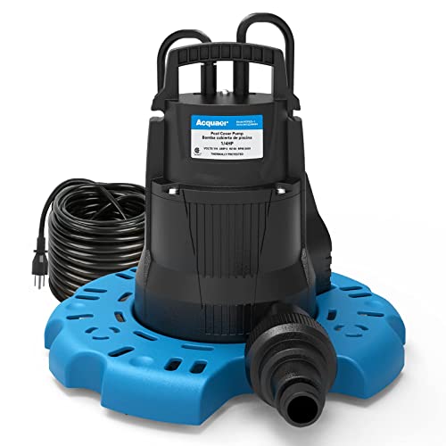 Acquaer 1/4 HP Automatic Swimming Pool Cover Pump, 2250 GPH Submersible Sump Pump with 3/4” Check Valve Adapter & 25ft Power Cord, Water Removal for Pool, Hot Tubs, Rooftops, Water Beds and more - color: Black