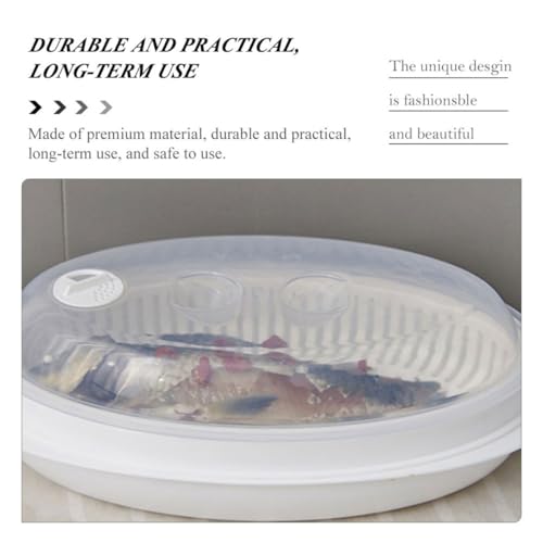 Microwave Steamed Fish Plate with Lid White Food Steamer for Microwave Oven Quick Heat Transfer Kitchen Cooking Container for Healthy Meals Style