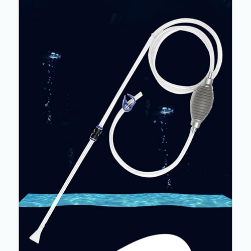 Aquarium Siphon Water Changer Kit Manual Gravel Vacuum with 5.25ft Hose 2 Rigid Tubes Total 7.2ft Air Bulb Flow Control Valve Duck Bill Head for Fresh and Saltwater Tanks