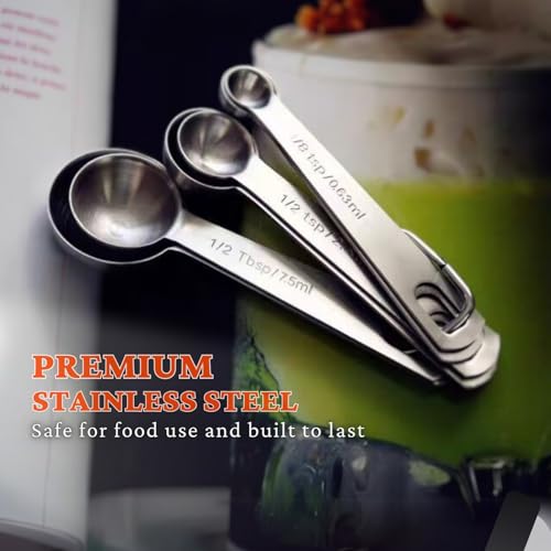 11PCS Measuring Spoons Set Stainless 1 tbsp, 1/2 tbsp, and 1-1/16tsp Steel Measuring Spoons for Cooking Baking Spice Jars and Liquid Ingredients - size: 11 Pcs