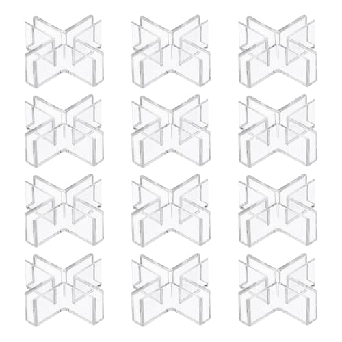uxcell 12Pcs Plastic Glass Connector, Suitable for 4mm Thick Cross Shaped Glass to Glass Clamp, Fixing Bracket Rimless Clip Holder for Aquarium Fish Tank Display Shelves, Transparent - color: Transparent, size: 4mm