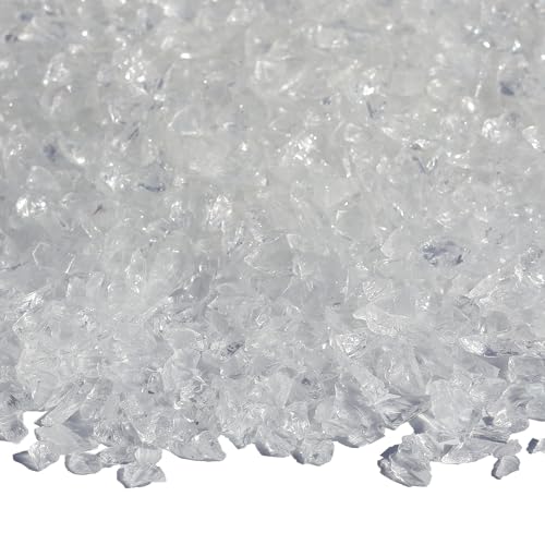 QYGL Crushed Glass for Resin Art, DIY Crafts, and Home Decor - 0.9LB White Broken Glass Pieces 3-6mm, for Vase Fillers, Tabletop Fire Pit, and Aquarium Rocks - color: White