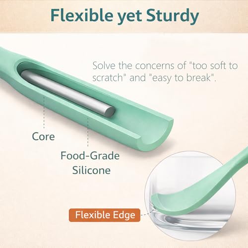 Opasyo 3 pcs Silicone Jar Spatula -Skinny Silicone Spatula, Long Handle Rubber Scraper for Sourdough Starter & Blender, Heat Resistant Skinny Spatula for Peanut Butter & Makeup, Reaches Bottom of Jars