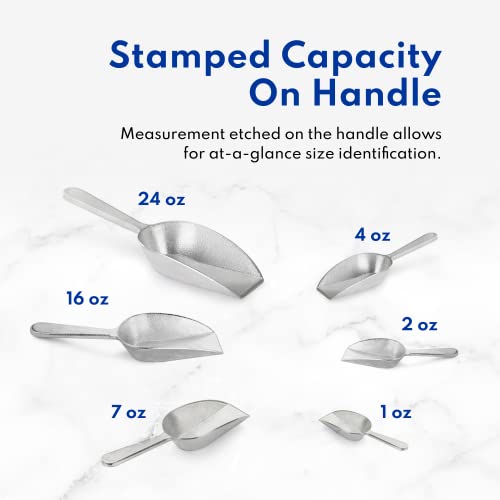 New Star Foodservice 34721 One-Piece Cast Aluminum Flat Bottom Bar Ice Flour Utility Scoop, 24-Ounce, Silver - size: 24-Ounce