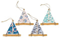 SAILINGSTORY Driftwood Sailboat Ornaments for Christmas Tree Sail Boat Decor Nautical Beach Christmas Ornaments Set of 4 Pack