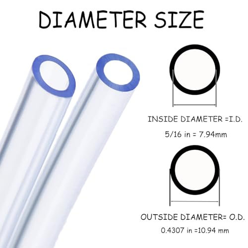 10 Feet PVC- 5/16" ID Clear Vinyl Tubing Food Grade Multipurpose Tube for Beer Line, Kegerator, Wine Making, Aquaponics, Air Hose - size: 5/16" ID, style: 10 Feet
