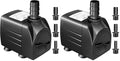 GROWNEER 550GPH Submersible Pump 30W Fountain Water Pump, 2000L/H, with 7.2ft High Lift, 3 Nozzles for Aquarium, Fish Tank, Pond, Hydroponics, Statuary (Pack of 2) - size: 550 GPH (Pack of 2)