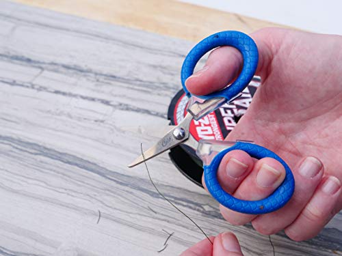 Cuda 3-Inch Titanium-Bonded Micro Fishing Scissors for Mono, Fluorocarbon & Braided Line with Dual Serrated Edges (18826), Blue (Pack of 2) - size: 1 Count (Pack of 2)