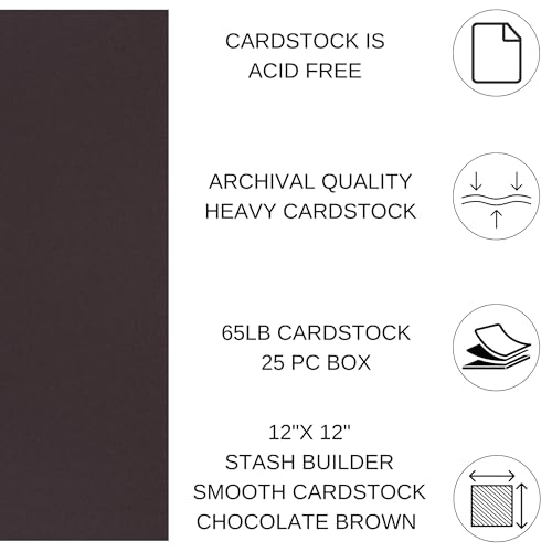 PA Paper Accents Stash Builder Cardstock 12" x 12" Chocolate Brown, 65lb colored cardstock paper for card making, scrapbooking, printing, quilling and crafts, 25 box - color: Chocolat Brown