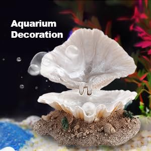 Shell Pearl Bubbler Decor Fish Aquarium Foldable Shell Fishes Shrimp Hiding House Cave Resin Fish Shrimp Breeding Hiding Cave Shelter Aquarium Landscaping Decoration