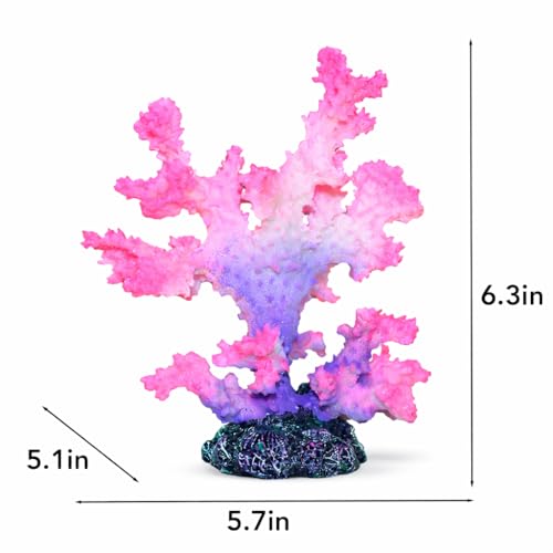 Polyresin Coral Ornament for Fish Tank Decorations,Aquarium Landscape Decor - Safe for Saltwater & Freshwater,Purple&Pink - color: Purple&pink