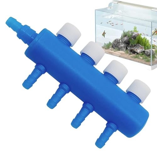 Aquarium Air Tubing Valves – Air Pump Splitter Control, Adjustable Lever Distributor | Airline Tube Connectors Fittings For Fish Tank Bubblers, Aquatic Systems, Airs Flow Management And Oxygen Supply - color: 4 heads