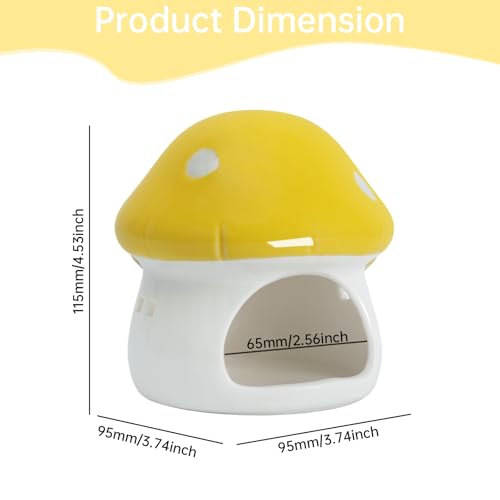 AnRui Ceramic Mushroom Aquarium Decor Cute Mini House Betta Fish Tank Accessories Decoration Hideaway Hideout Cave Ornament for Small Fish, Shrimp, Goldfish and Reptiles (Yellow, Small) - color: Yellow, size: Small