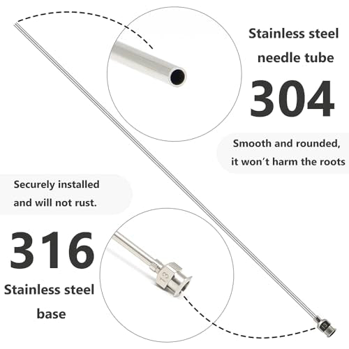 LINLAN 11.8-in Stainless Steel Aquarium Plant Fertilizer Injector Kit - Includes a Stainless Steel Long Needle and Two Syringes (5 ml + 20 ml) for use with Aquatic Plants. - size: 11.81in