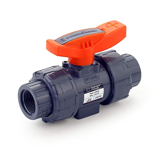 HYDROSEAL Kaplan 3/4” PVC True Union Ball Valve Threaded (NPT) with Full Port, ASTM F1970, EPDM O-Rings and Reversible PTFE Seats (3/4'') - size: 3/4''