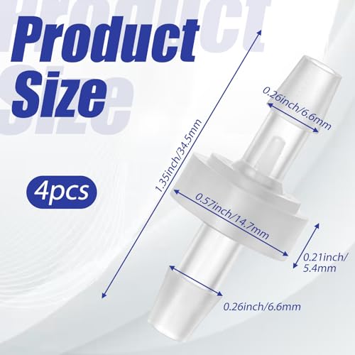 4 Packs 1/4 Inch Check Valve 6mm One-Way Barb Hose Plastic Non Return One Way Inline Hose Barb White Oil Water Pump Check Valve for Air Intake Feed