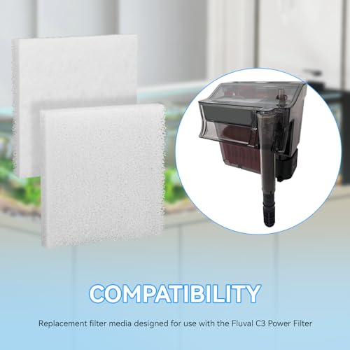 Magluv C3 Poly Foam Pad Fit for Fluval C3 Power Filter White Filter Foam Aquarium Filter Pad Media Replacement, 10-Pack (C3) - color: C3