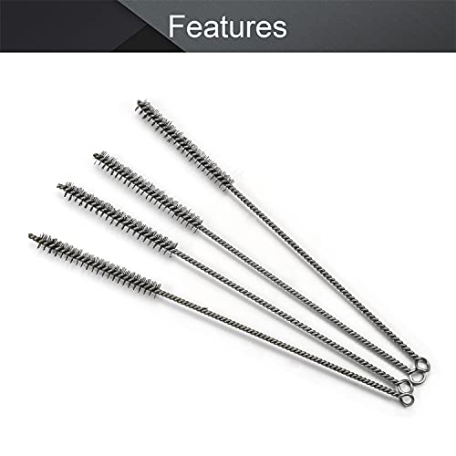 Utoolmart Wire Tube Brushes, Stainless Steel Spiral Power Bottle Brush, Long-Handle Bristle Pipe Cleaning Tool, 0.5" Diameter 12" Length for Auto Parts, Bottles, Tubes, Keyboards,Glass, 5pcs - color: 5pcs, size: 1.2cm