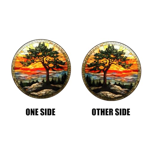 HOTIYOK Pine Tree Acrylic Window Hanging Sunset Mountain View Stained Wall Decor, Ideal Housewarming Gift, Home Decor for Women Grandma Wife Teacher