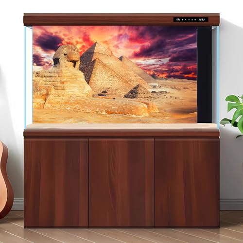 Pyramids with Sphinx Aquarium Background Sunset Great Sphinx and The Pyramids Terrarium Background The Great Egyptian Pyramids Fish Tank Background Sphinx Reptile Habitat Background 30x18in - size: 30(W)x18(H)inches/ 75(W)*45cm(H)