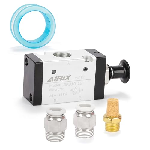 3R310-10 Pneumatic Push-Pull Valve, 3 Way 2 Position Hand Lever Air Control Valve, 3/8" NPT Manual Direct Acting Type for Pneumatic System - size: 3/8'' NPT, style: 3 Way 2 Position