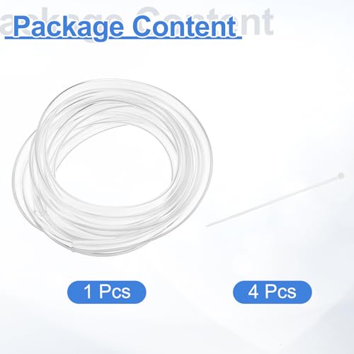 uxcell Flexible PVC Tubing, 6mm ID x 8mm OD - 6.6 Feet Long Clear Vinyl Water Pipe, Lightweight Plastic Hose Water Pipe with Zip Ties for Aquaponics, Air Hose, Irrigation - size: 6mm ID x 8mm OD