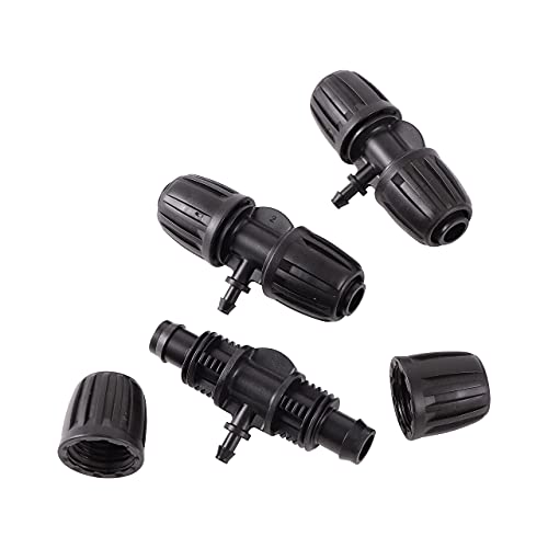 Barbed Tee ，Barb Stone 1/2 inch to 1/4 inch Irrigation Tube Anti-Drop Premium Quality Fitting (1/2" ID x 0.60’‘-0.63" OD) -20 PCS Tee - size: 1/2 inch to 1/4 inch Barbed Tee