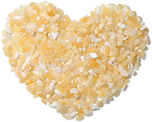 QINJIEJIE Yellow Jade Crystals Chips Natural Stone Gravel Bulk Crushed Rocks Pieces Polished Quartz Stone 0.55Lbs Decorative Fish Tank Pebbles Vase Filler Irregular Shaped Tumbled Gemstone for Home - color: Yellow Jade, size: 0.55 Pound