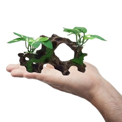 alfyng Resin Driftwood Fish Tank Decorations Trunk Cave Aquarium Decor Ornaments Simulation Plants Betta Silk Leaf Tank Accessories Goldfish Bowl Décor (B) - color: B