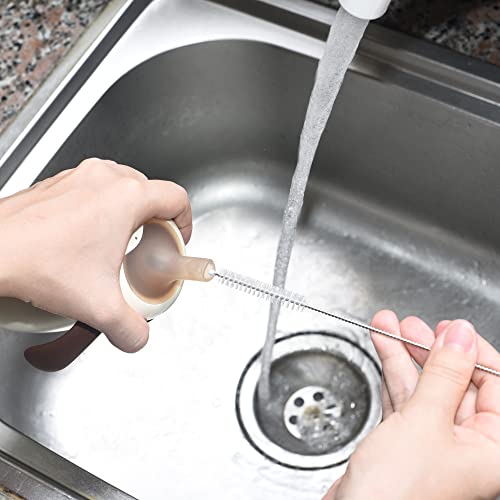 Straw Cleaner Brush, Extra Long Nylon Bristles and Stainless Steel Handle Cleaning Brushes for Washing Glass Silicone Metal Straws Tea Pot Spout Bottle (Only 2 pcs, 7.87inch X 5/16inch)
