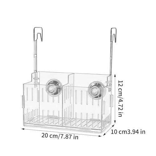 Aquarium Plant Holder - Transparent Double Hook Hydroponic Planter | Adjustable Acrylic Pots in Single Double Three Grid Sizes, for Underwater Vine Moss Decoration Corner Shelf Aquarium Setup