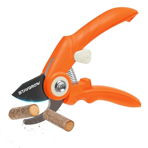 Pruning Shears, Garden Shears - 6.9" Garden Clippers, Gardening Scissors with Rust Resistant SK5 Stainless Steel Blade, Cuts 3X Easier, Weak Hand Arthritis Pruners for Gardening - Orange - style: 6.9" Bypass Orange