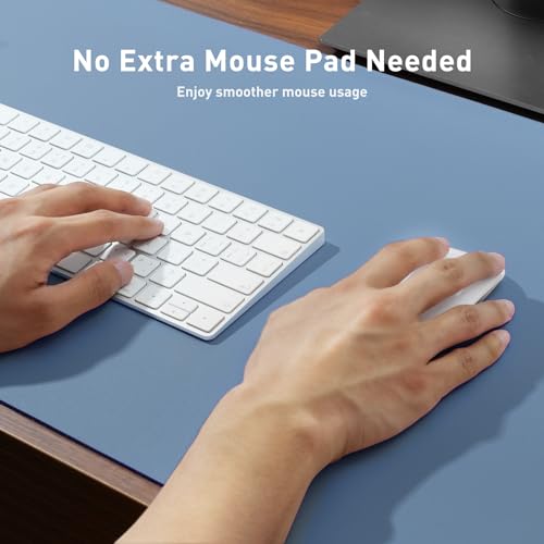 Aothia Leather Desk Pad Protector, Large Mouse Pad, Office Desk Mat, Non-Slip PU Leather Desk Blotter, Laptop Desk Pad, Waterproof Desk Writing Pad for Office and Home (Denim Blue, 23.6" x 13.7") - color: Denim Blue, size: 23.6" x 13.7"