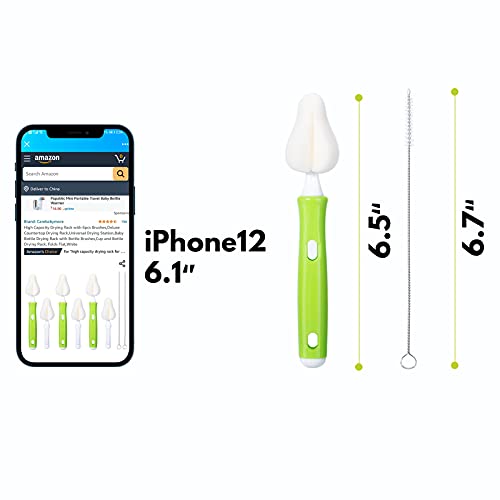 8 Piece Sponge Nipple Bottle Brushes, Baby Bottle Brush with 3 Piece Nipple Cleaner, 3 Piece Replacement Heads and 2 Piece Straw Brushes, Green