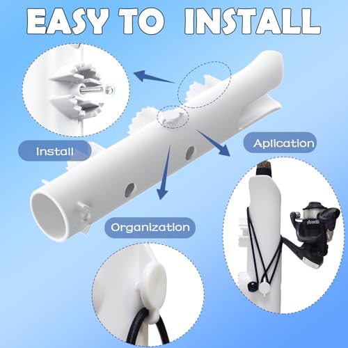 Aventik Tube Fishing Rod Holder Bracket Wall Mounted Boat Side Mount Tool Holder Tube Links with Screws 1/2/3/4/6 Pole Tube Fishing Rod Holders - color: 4-Pole White