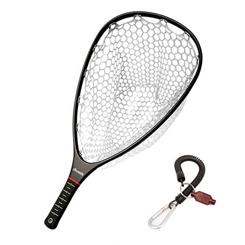 Aventik Fly Floating Fishing Net Carbon Fiber Landing Trout Net Light Weight Clear Rubber Ghost Net Catch & Release - color: Standard black with smoke magnetic release